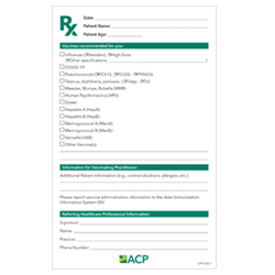 Adult Vaccination Prescription Pad